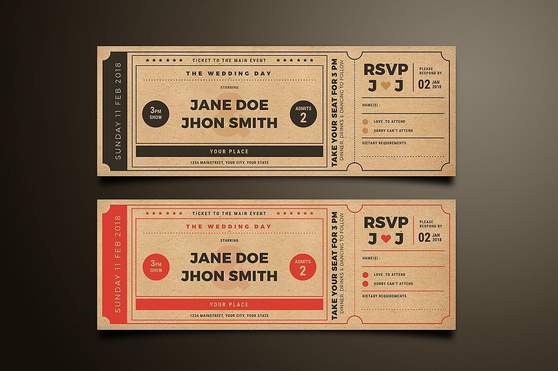 Movie Ticket Wedding Invitations
 26 Gorgeous Invitation Templates for Weddings 2020 Colorlib