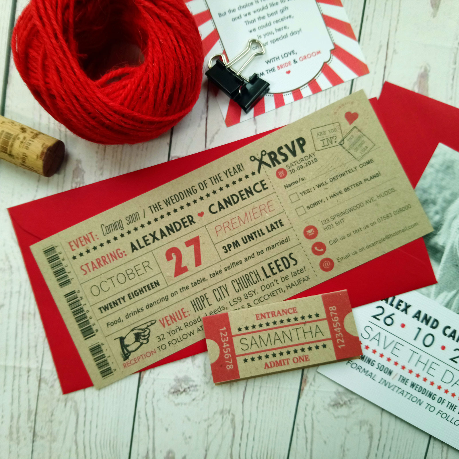 Movie Ticket Wedding Invitations
 Craft Cinema Movie Ticket Wedding Invitation Sugar Crush