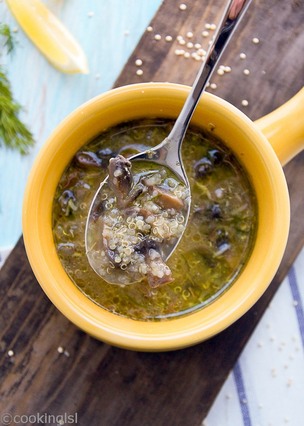 Mushroom Quinoa Soup
 Roasted Garlic And Mushroom Quinoa Soup