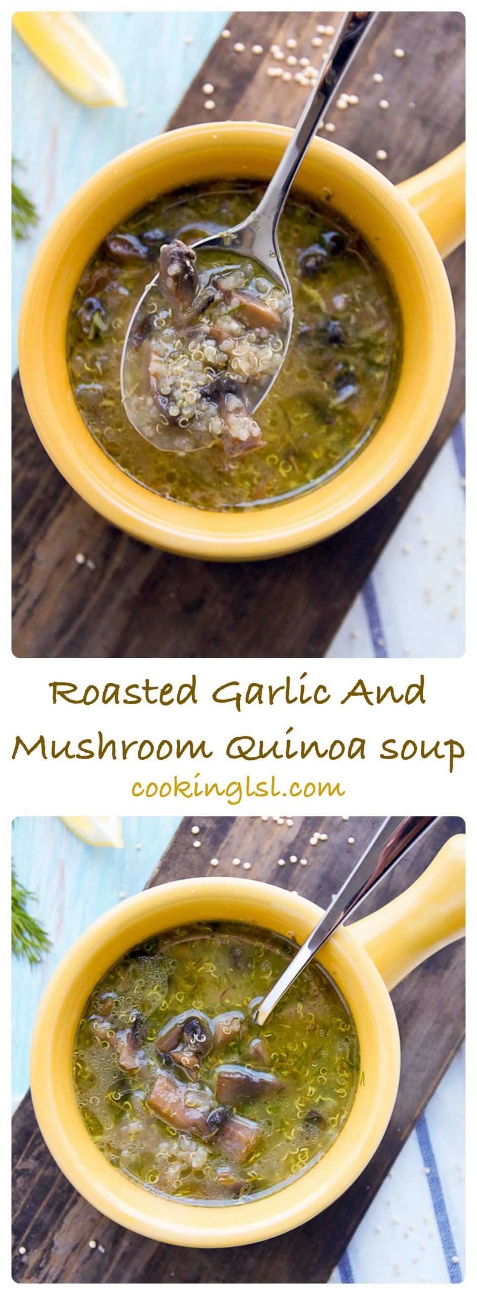 Mushroom Quinoa Soup
 Roasted Garlic And Mushroom Quinoa Soup