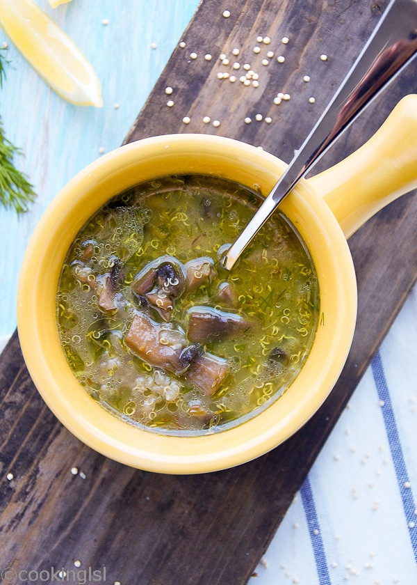 Mushroom Quinoa Soup
 Roasted Garlic And Mushroom Quinoa Soup