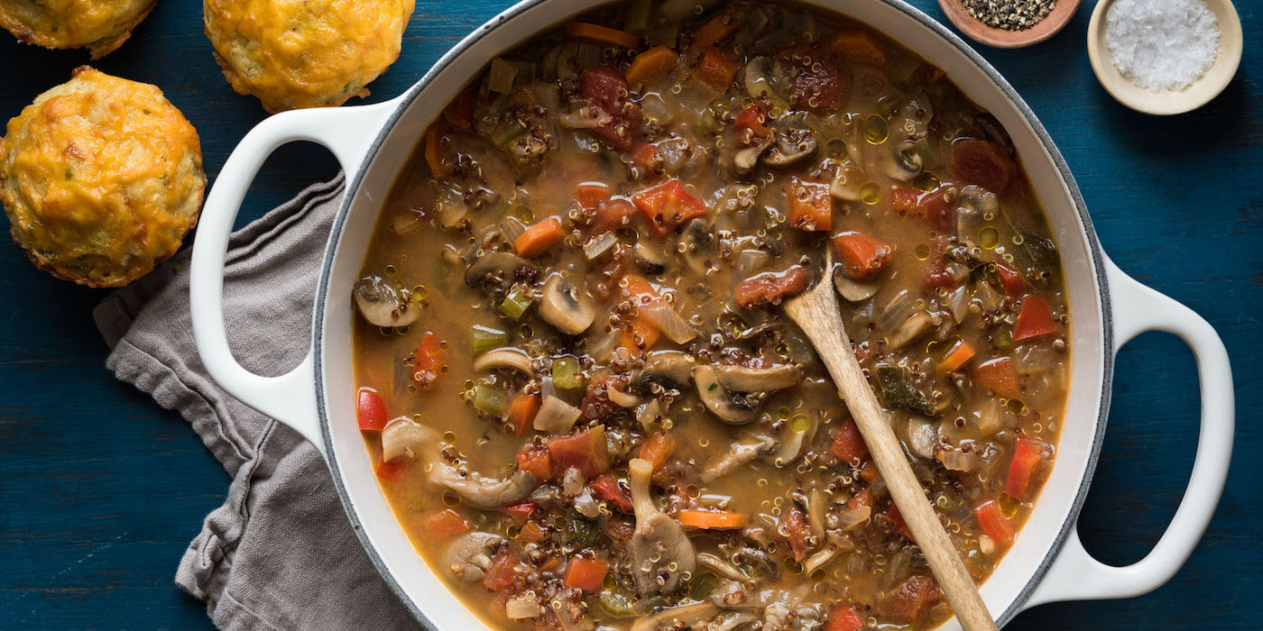 Mushroom Quinoa Soup
 Many Mushroom and Quinoa Soup