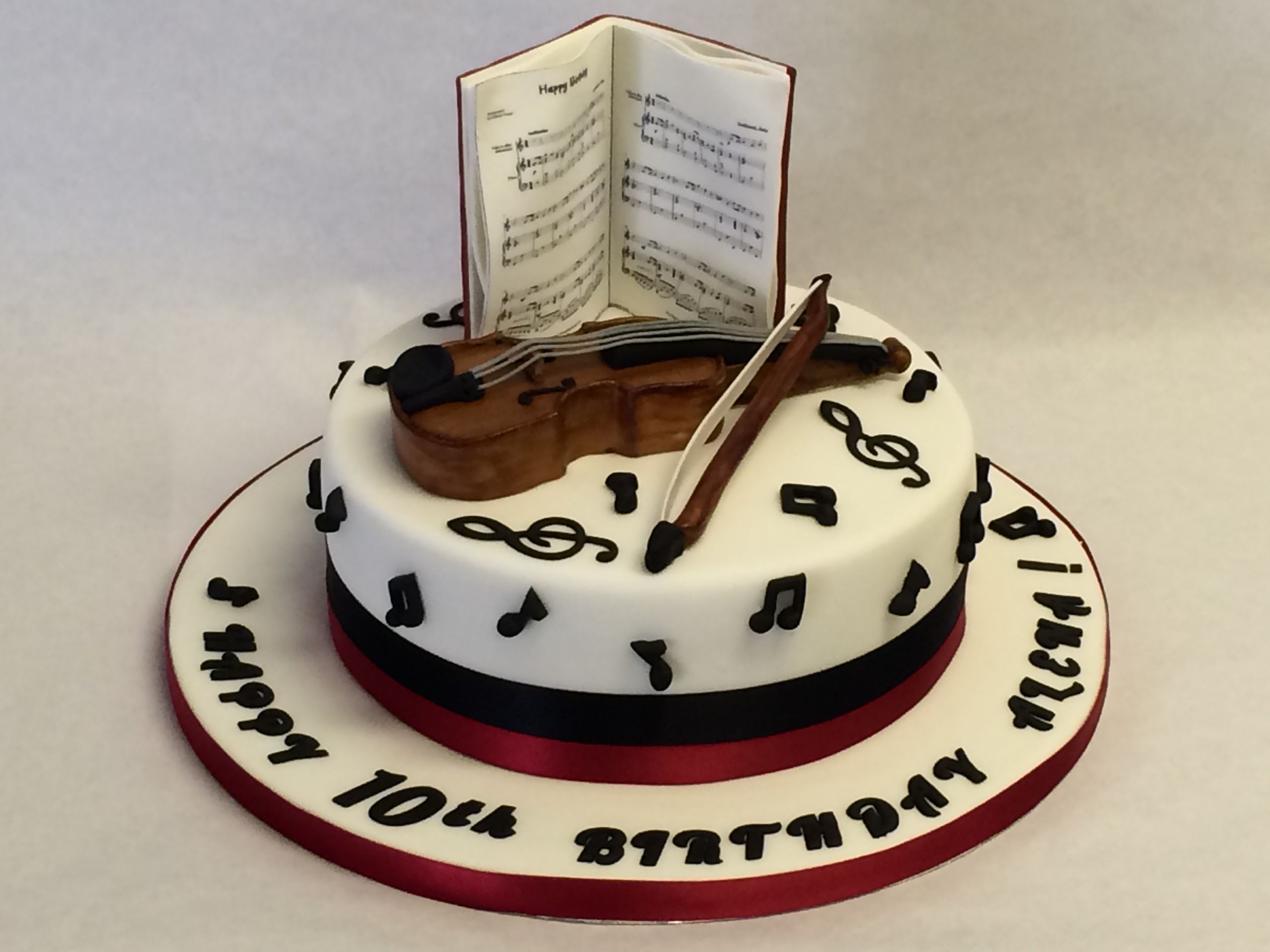 Music Birthday Cake
 Musical Cake with Violin and Music Pages Girls Birthday
