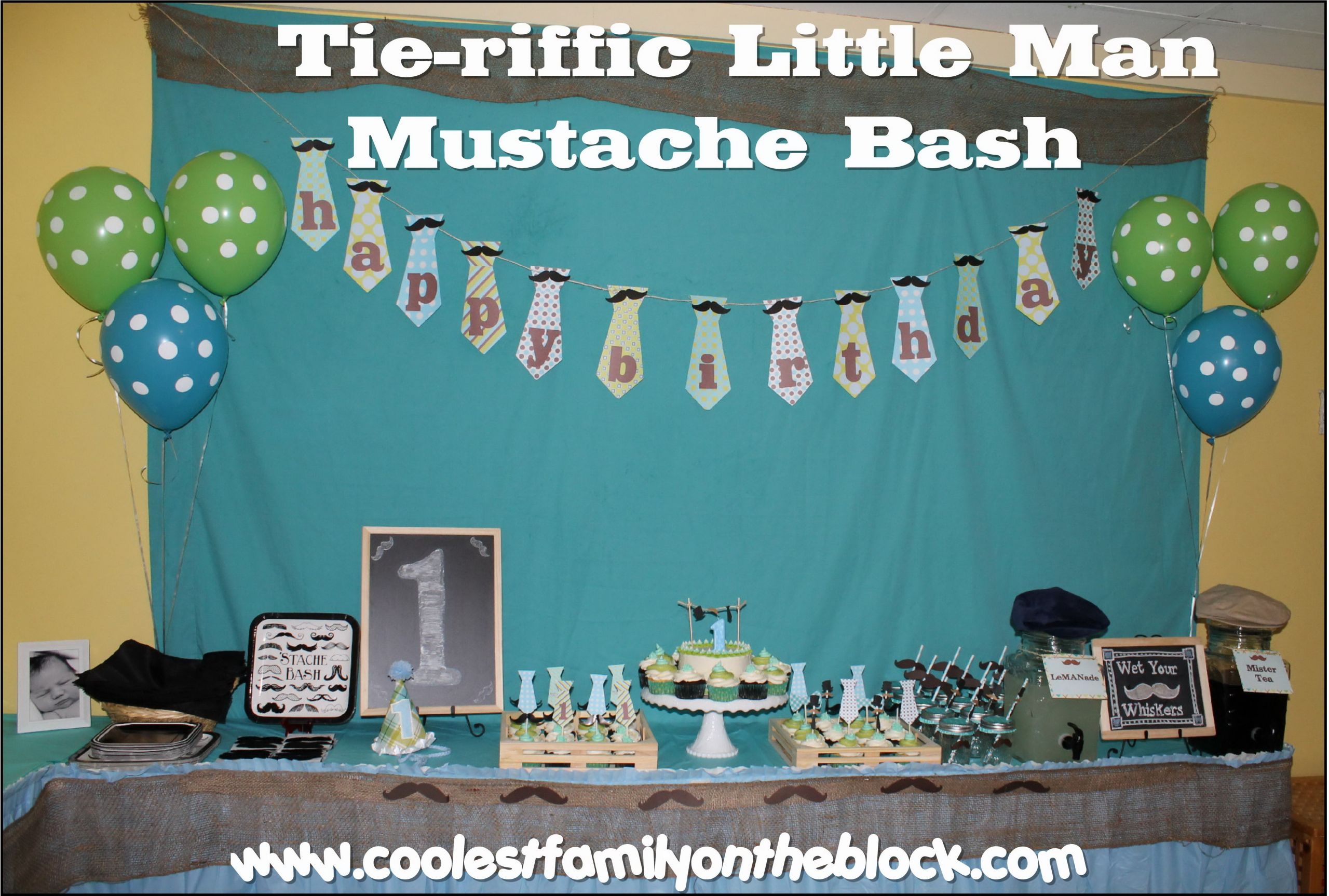 Mustache 1st Birthday Party
 Jonathan’s Tie riffic Little Man Mustache Bash 1st
