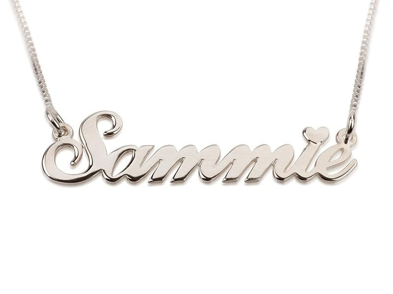 Name Necklace Silver
 Silver Name Necklace in English Sammie Script Jewish