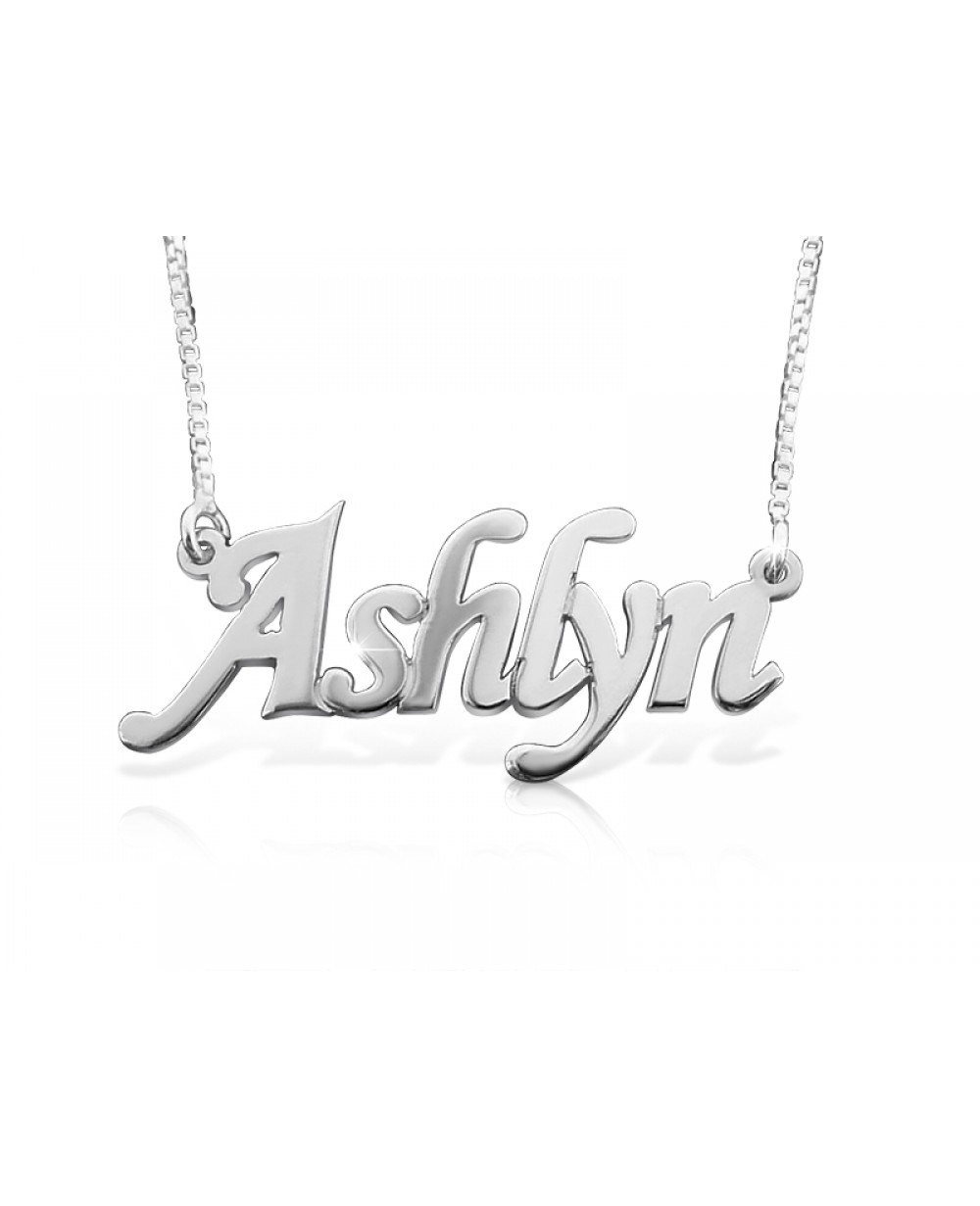 Name Necklace Silver
 Corsiva Print Sterling Silver Name Necklace