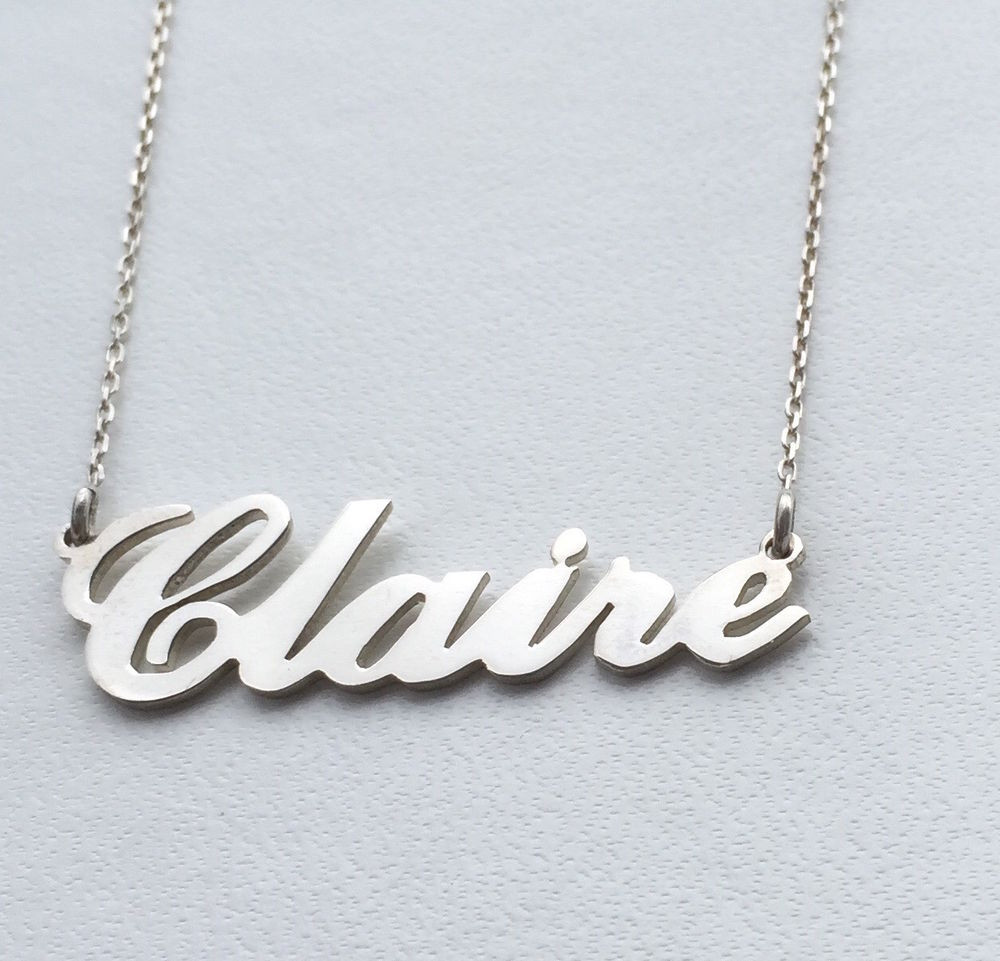 Name Necklace Silver
 Personalised Carrie Style Name Necklace 925 Sterling