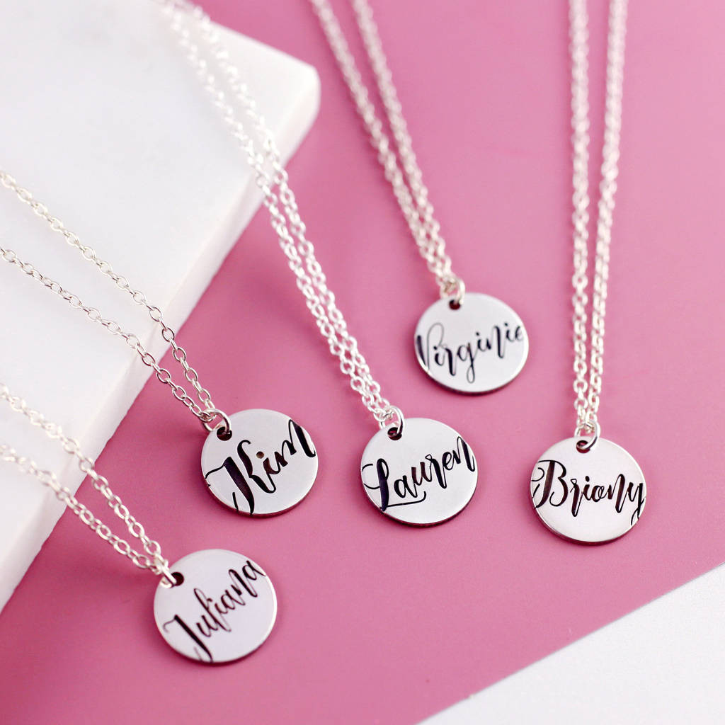 Name Necklace Silver
 Sterling Silver Engraved Name Necklace By J&S Jewellery