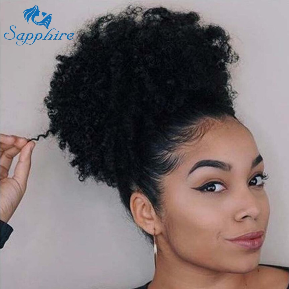 Natural Curly Ponytail Hairstyles
 Afro Kinky Curly Ponytail For Women Natural Black Remy