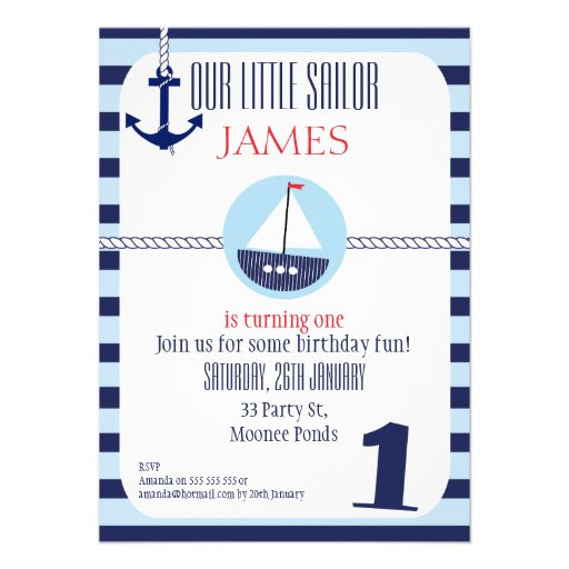 Nautical 1st Birthday Invitations
 Personalized Nautical 1st Birthday Invitations