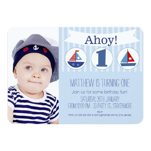 Nautical 1st Birthday Invitations
 Boys 1st Birthday Invitation Nautical