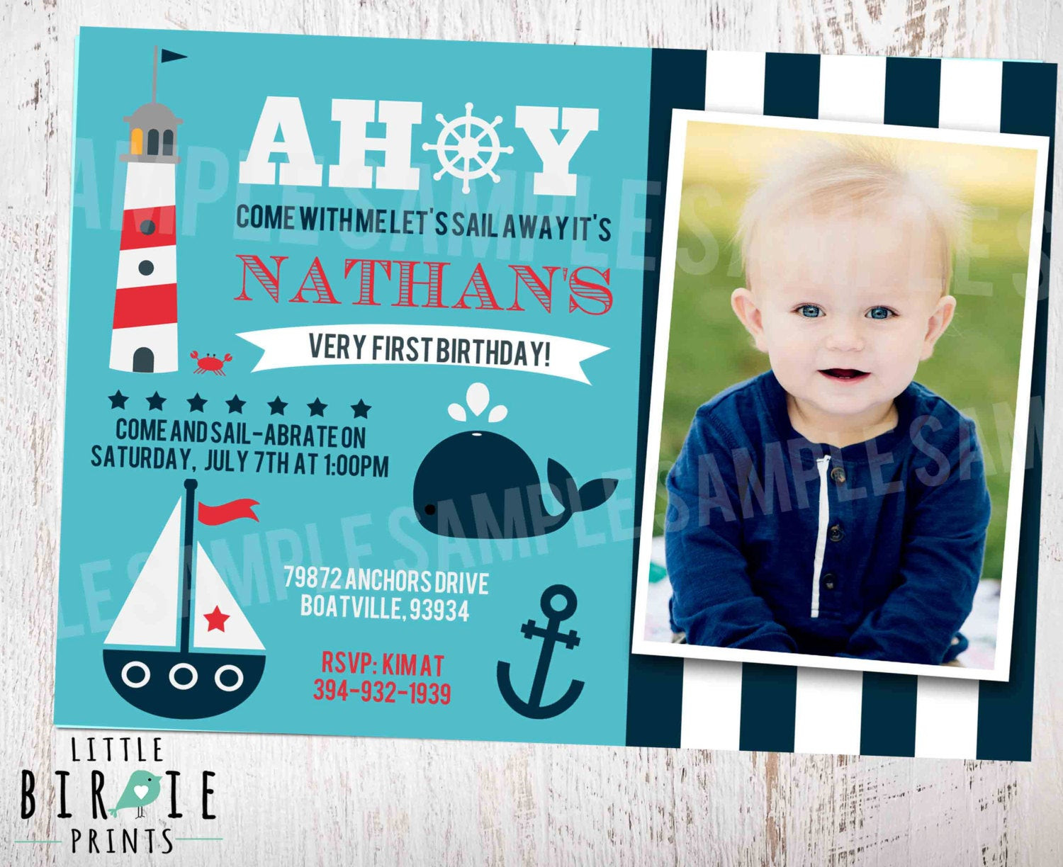 Nautical 1st Birthday Invitations
 NAUTICAL INVITATION Nautical First Birthday invitation