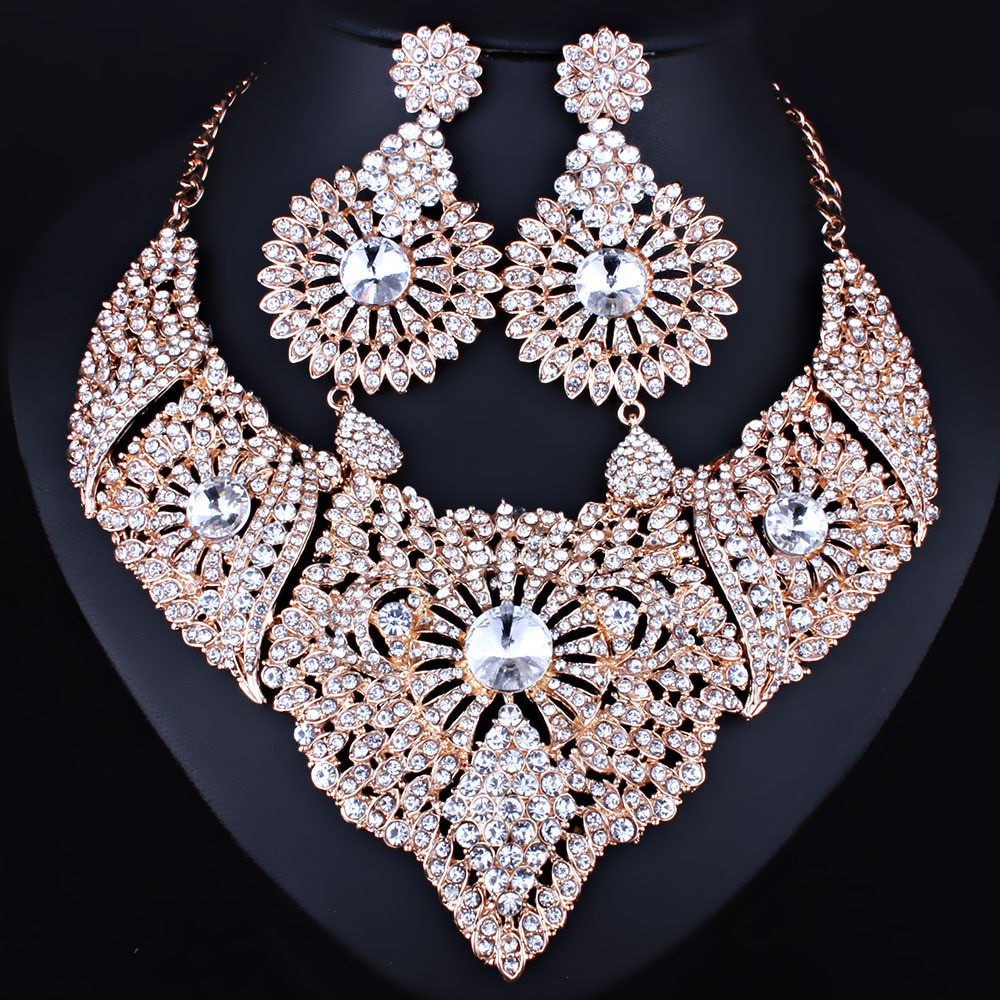 Necklace And Earring Sets
 FARLENA Jewelry Clear Crystal Necklace and Earrings set