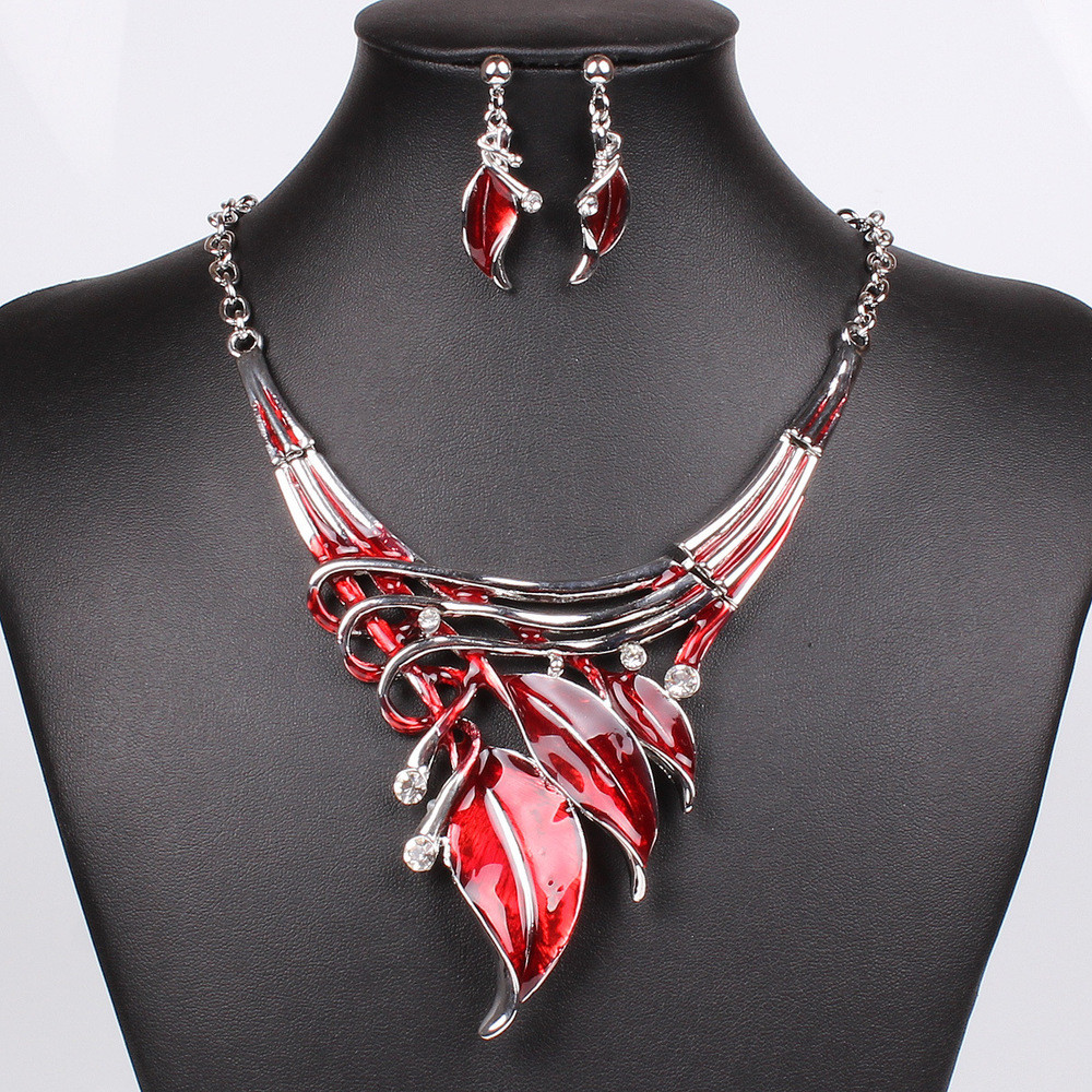 Necklace And Earring Sets
 2016 Red Jewelry Sets Enamel Jewelry statement Necklace