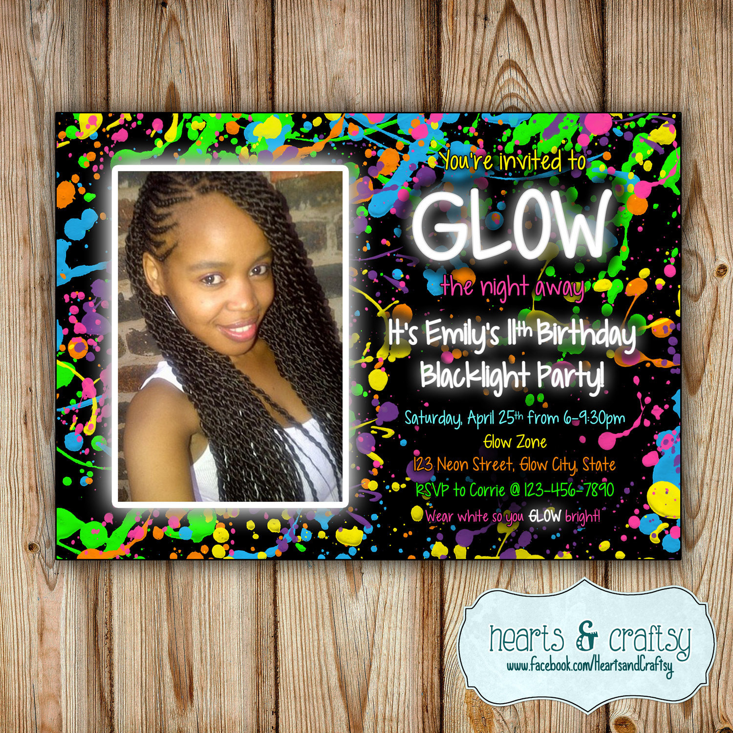 Neon Birthday Invitations
 Glow In The Dark Party Invitation Neon Birthday Invitation