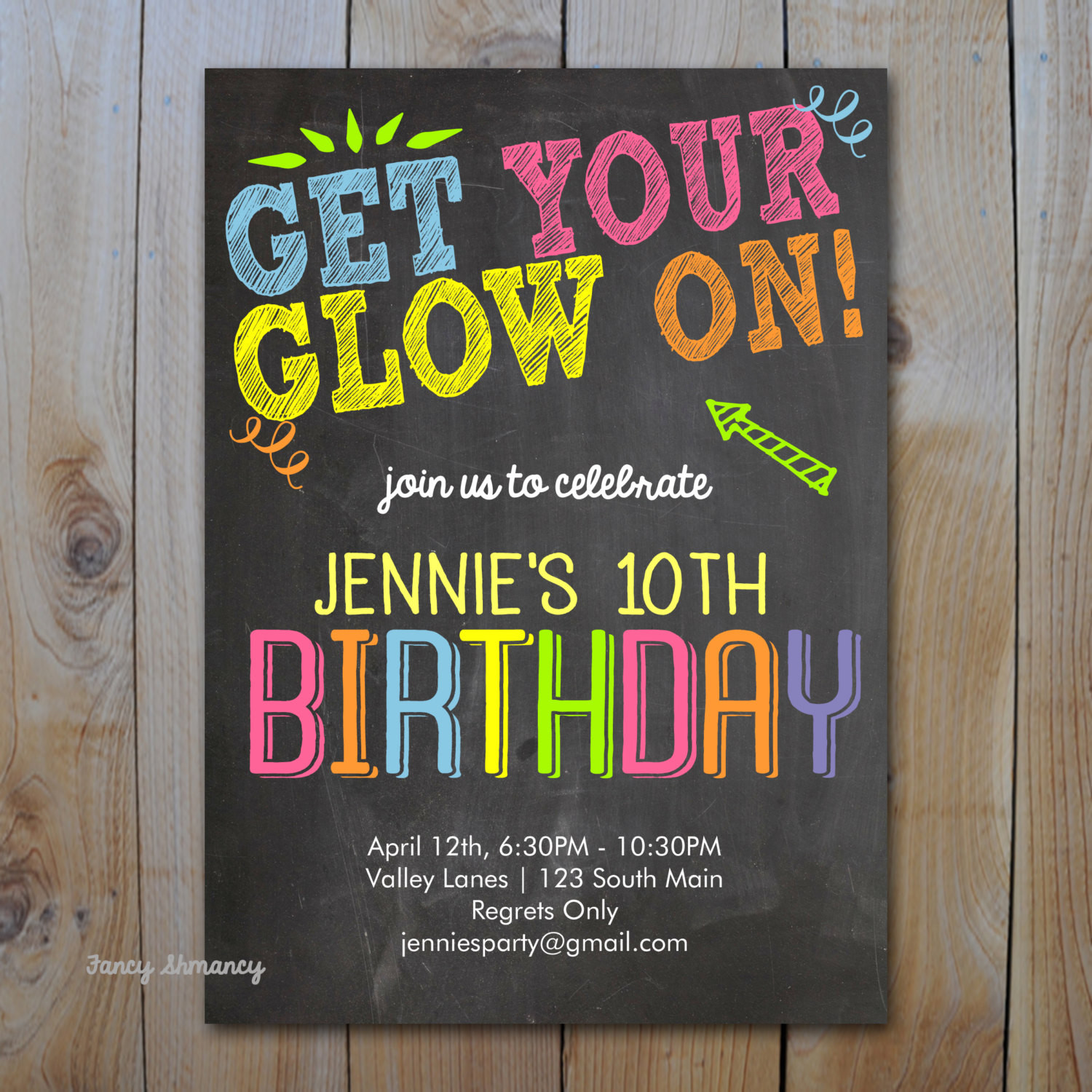 Neon Birthday Invitations
 Neon Birthday Invitation Get Your Glow Glow in the Dark