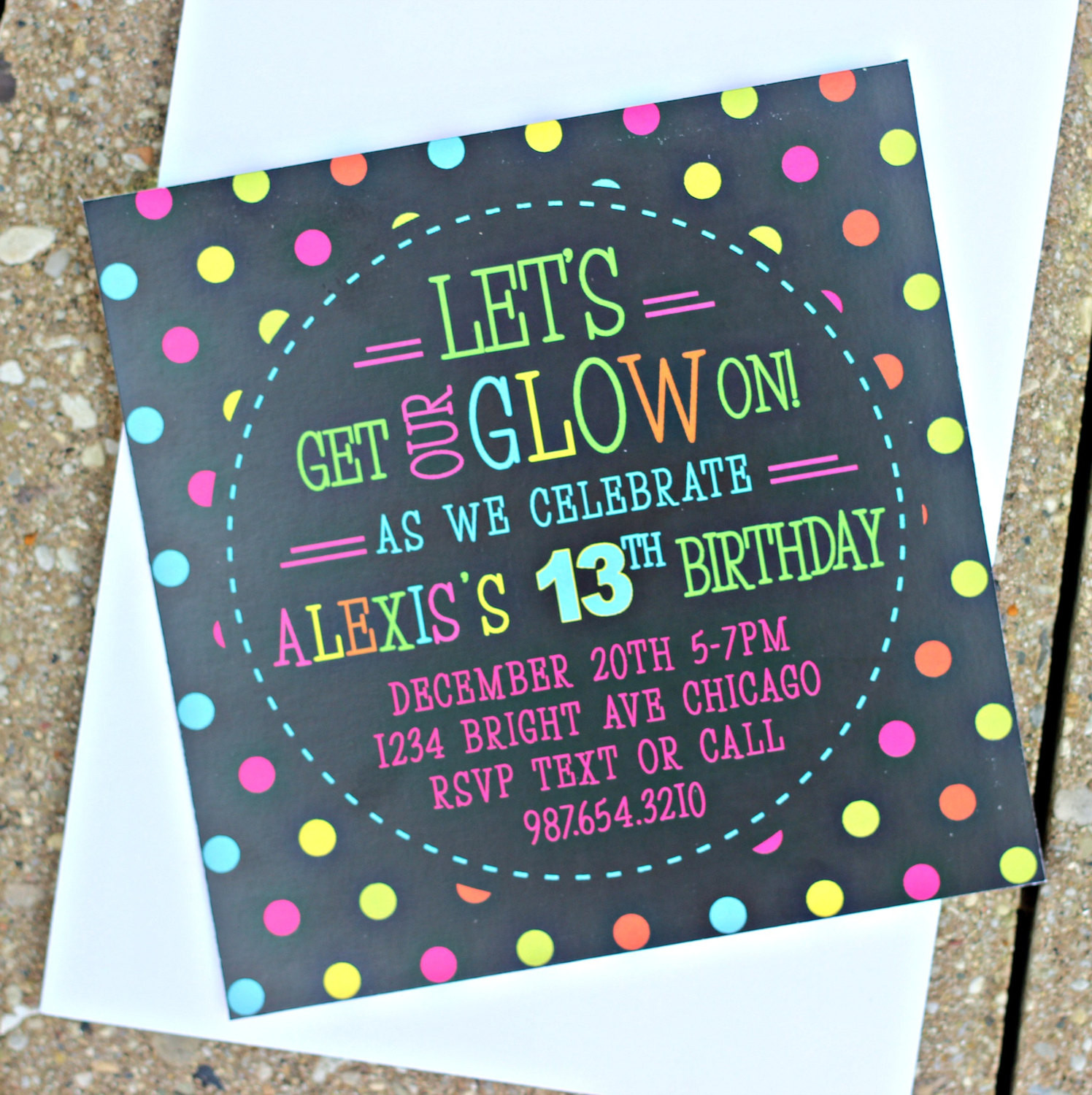 Neon Birthday Invitations
 Neon Birthday Invitation Glow Party Invitation 80 s