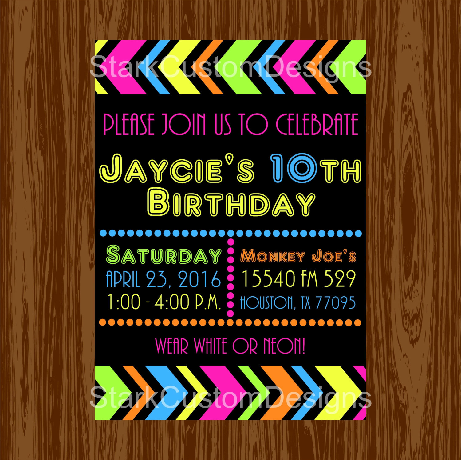 Neon Birthday Invitations
 Neon Birthday Party Invitation Glow in the Dark Digital