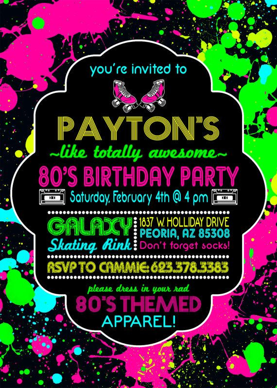 Neon Birthday Invitations
 Neon Birthday Invitations