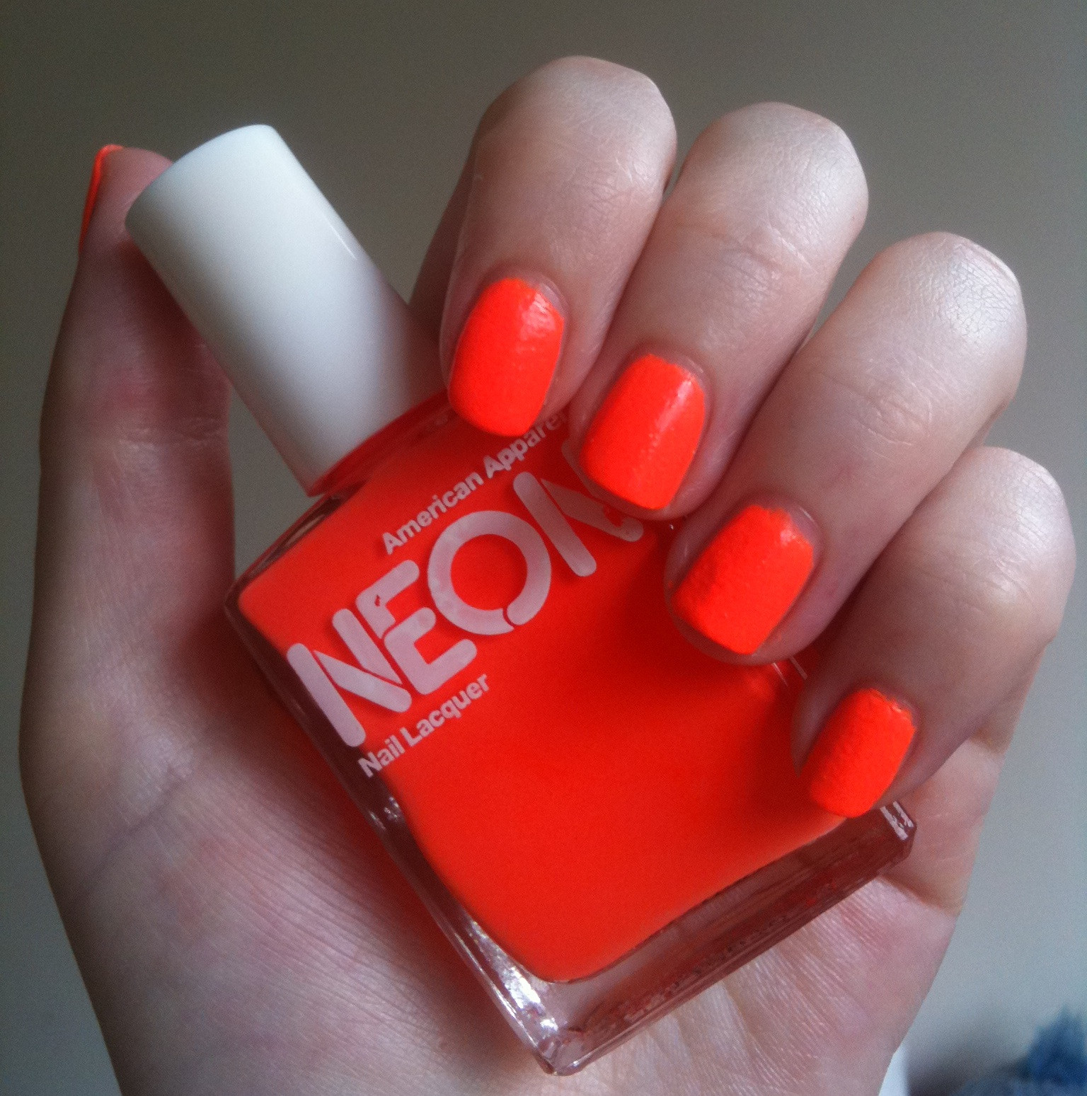 Neon Nail Colors
 American Apparel Neon Coral nail polish review