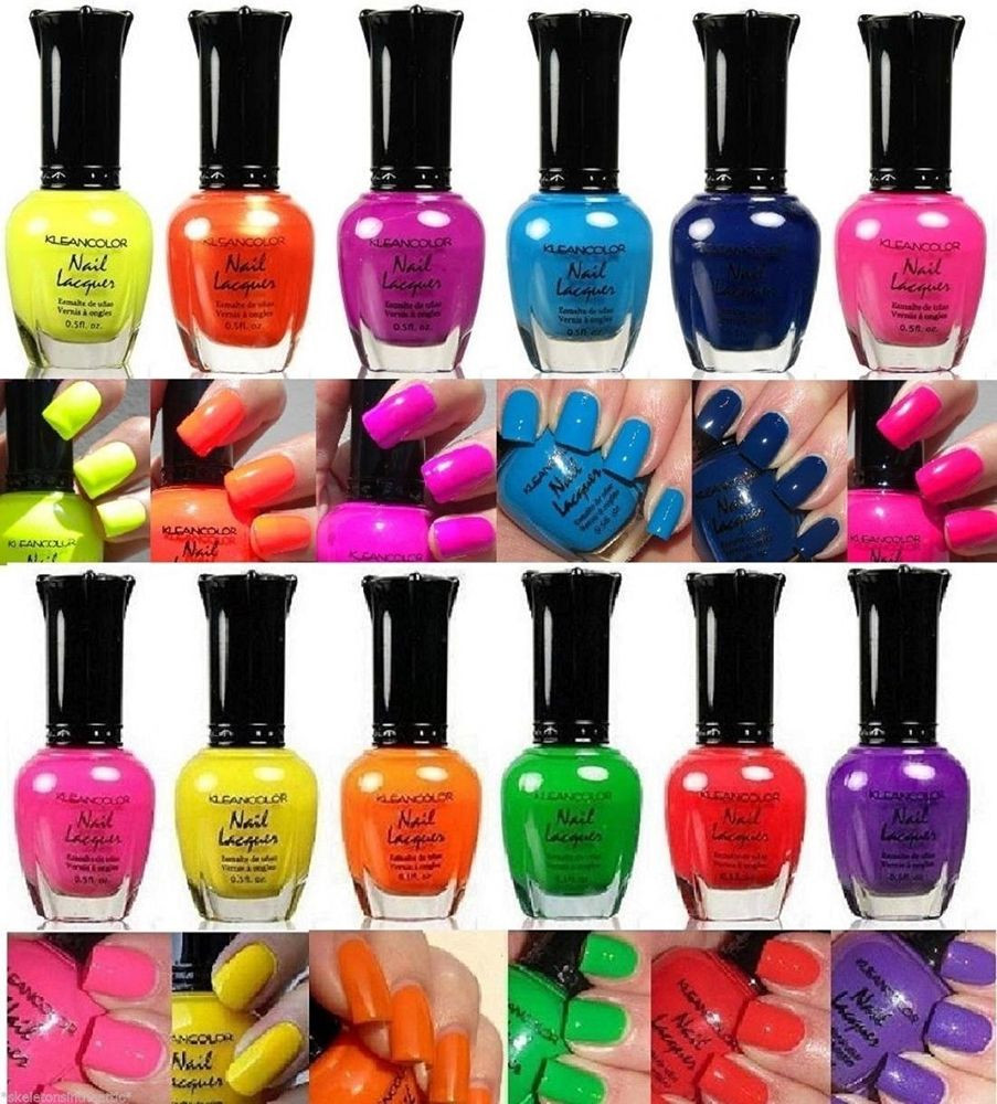 Neon Nail Colors
 KLEANCOLOR NEON COLORS 12 FULL COLLETION SET NAIL POLISH