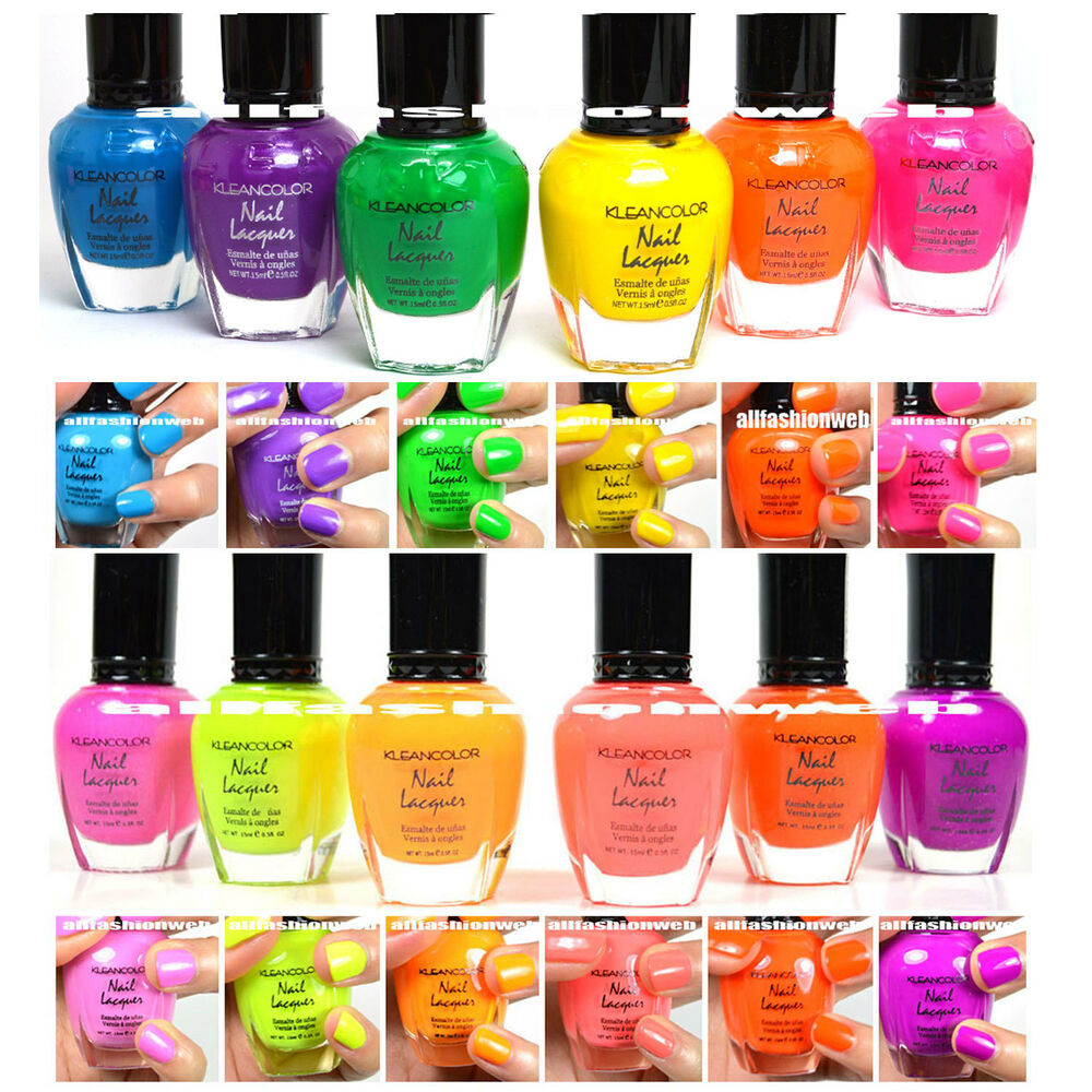 Neon Nail Colors
 KLEANCOLOR NEON COLORS 12 FULL COLLETION SET NAIL POLISH