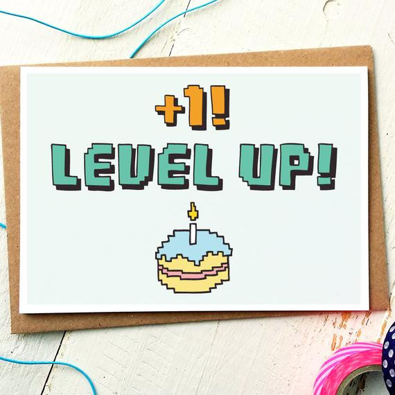 Nerdy Birthday Cards
 Funny Birthday Card Level Up Gamer Birthday Card Geek