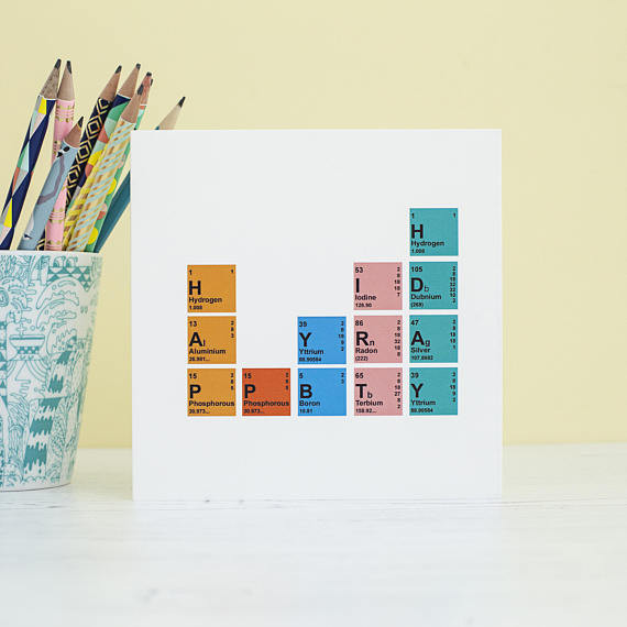 Nerdy Birthday Cards
 Geek birthday card Periodic table card Nerdy birthday card