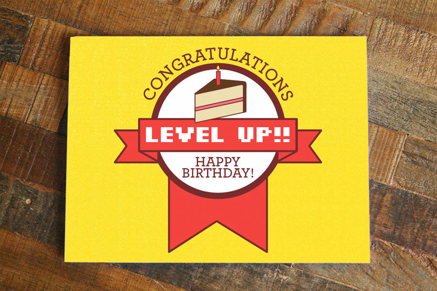 Nerdy Birthday Cards
 Gamer Birthday Card Level Up Funny birthday nerdy birthday