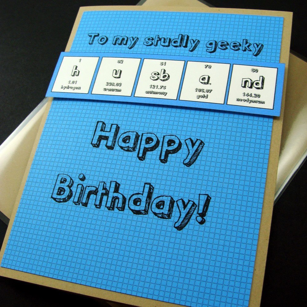 Nerdy Birthday Cards
 Studly Geek Birthday Card Blue by ShopGibberish on Etsy