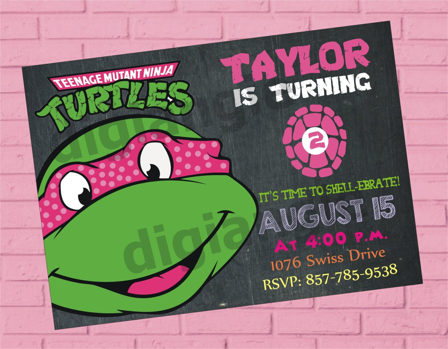 Ninja Turtle Birthday Invitations
 Girl Teenage Mutant Ninja Turtle Birthday Invitation Ninja