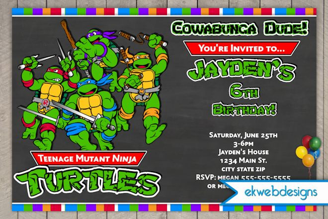 Ninja Turtle Birthday Invitations
 FREE Printable Ninja Turtle Birthday Party Invitations