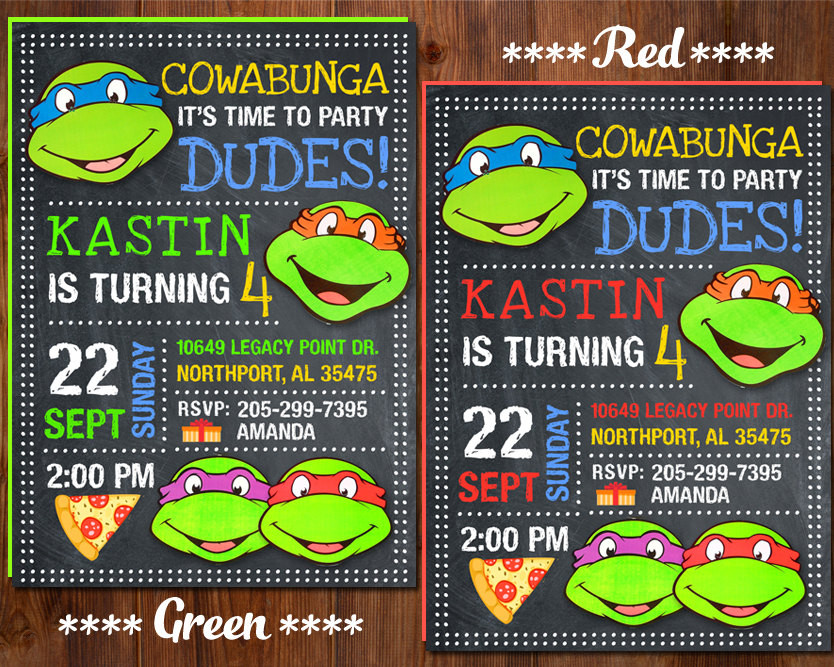 Ninja Turtle Birthday Invitations
 Ninja Turtle Invitation Ninja Turtles Party TMNT