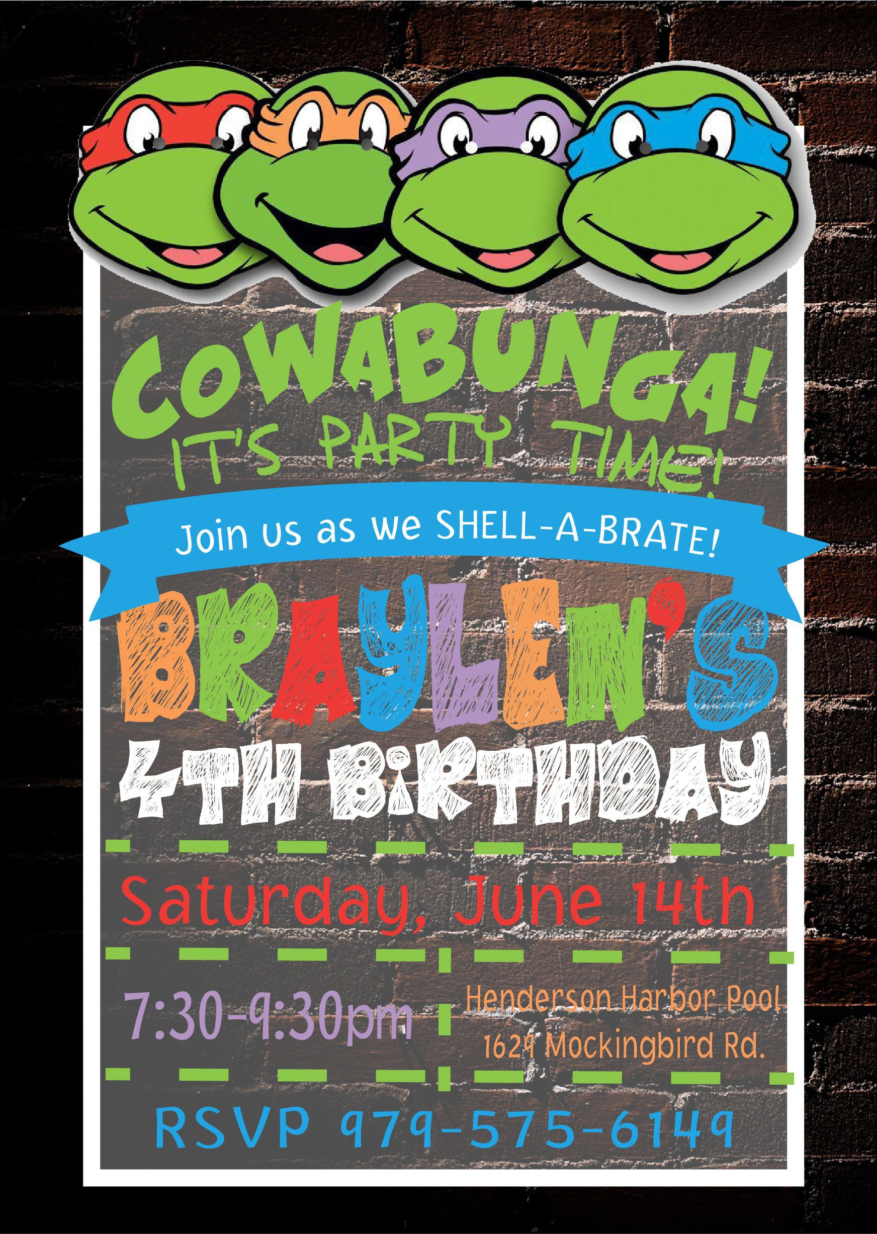 Ninja Turtle Birthday Invitations
 Teenage Mutant Ninja Turtles Invitation
