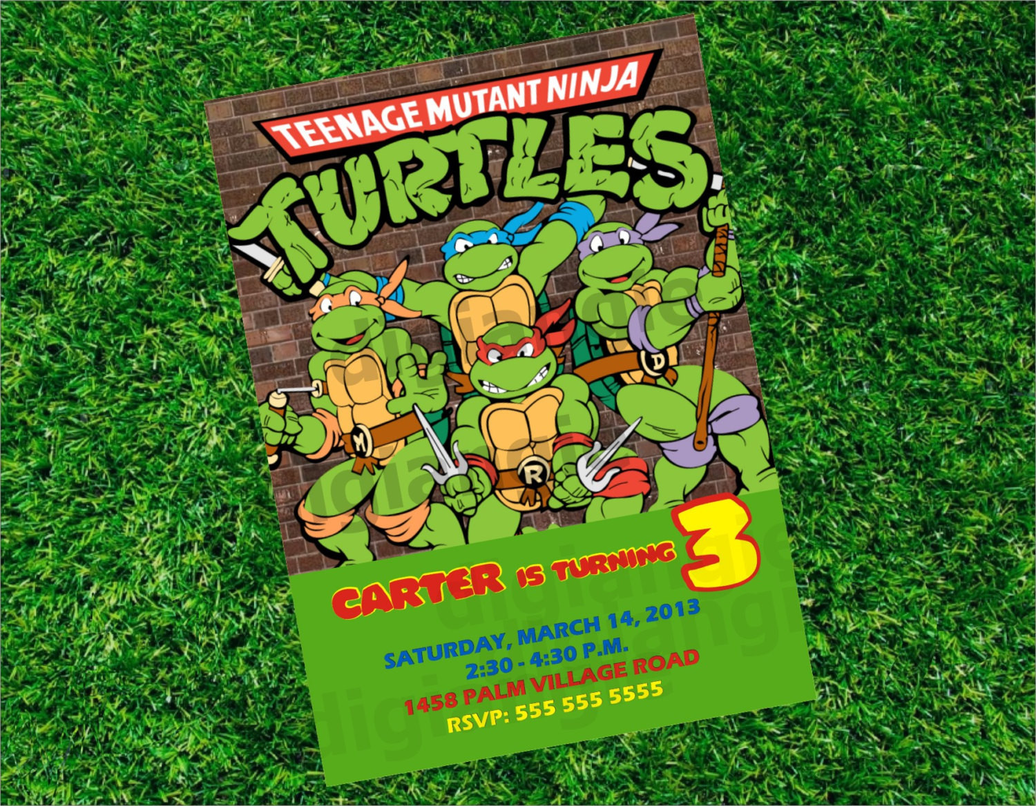 Ninja Turtle Birthday Invitations
 Teenage Mutant Ninja Turtles Birthday Invitations Ninja
