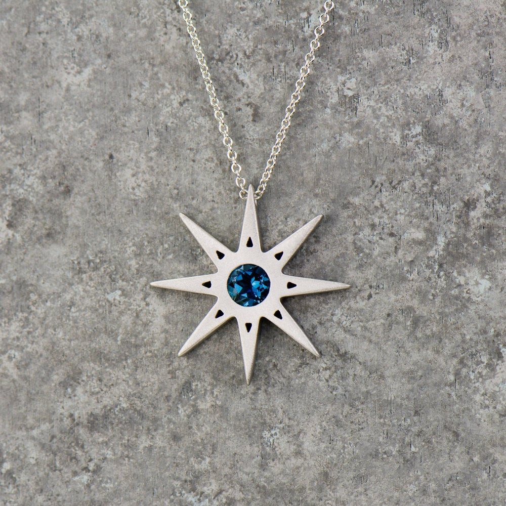 North Star Necklace
 Blue star necklace North Star Pendant Available in solid