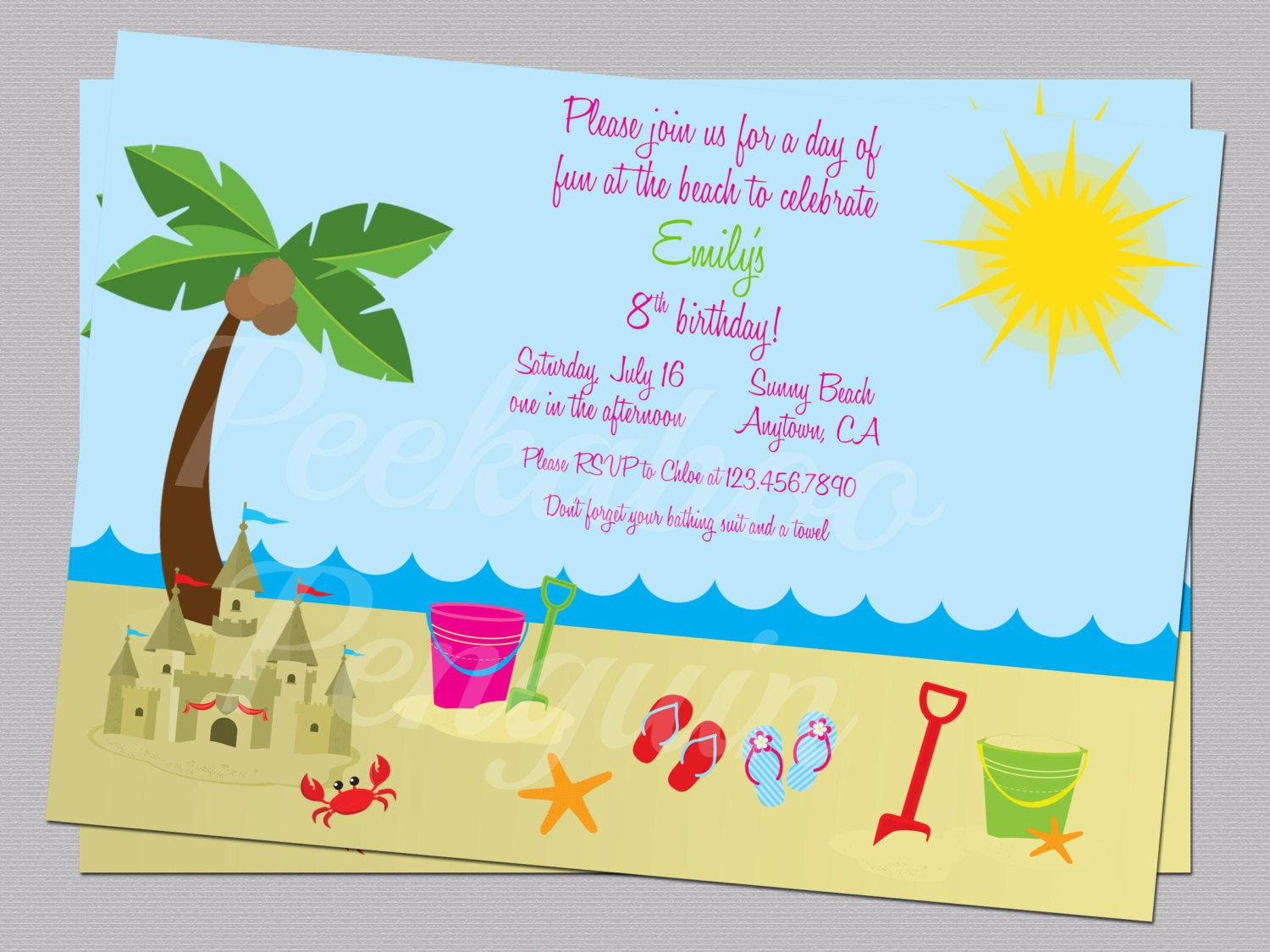 Ocean Birthday Invitations
 Beach Invitations Ocean Birthday Party Invites Kid s