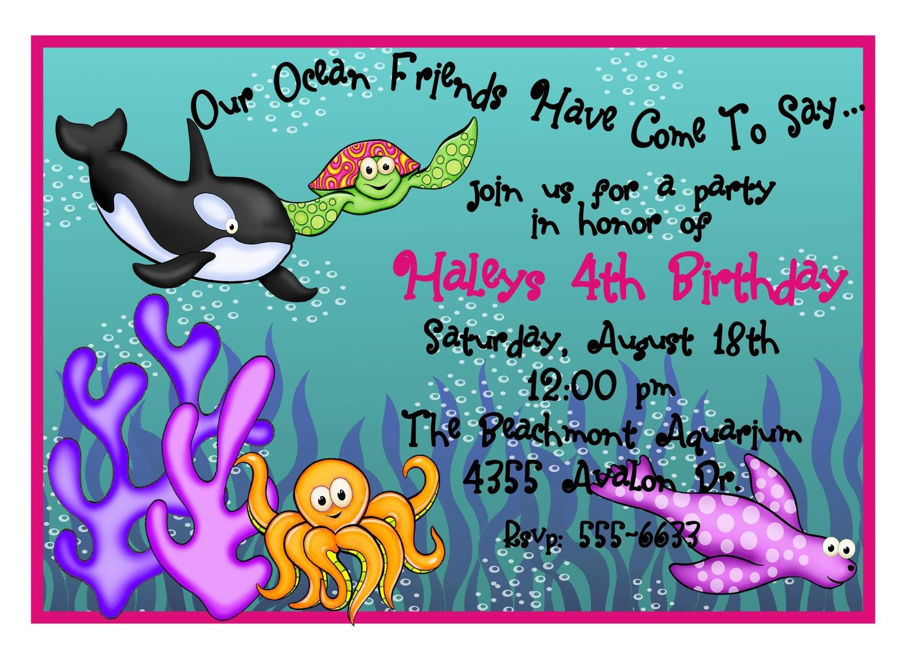 Ocean Birthday Invitations
 Personalized Birthday Invitations Ocean Under the Sea