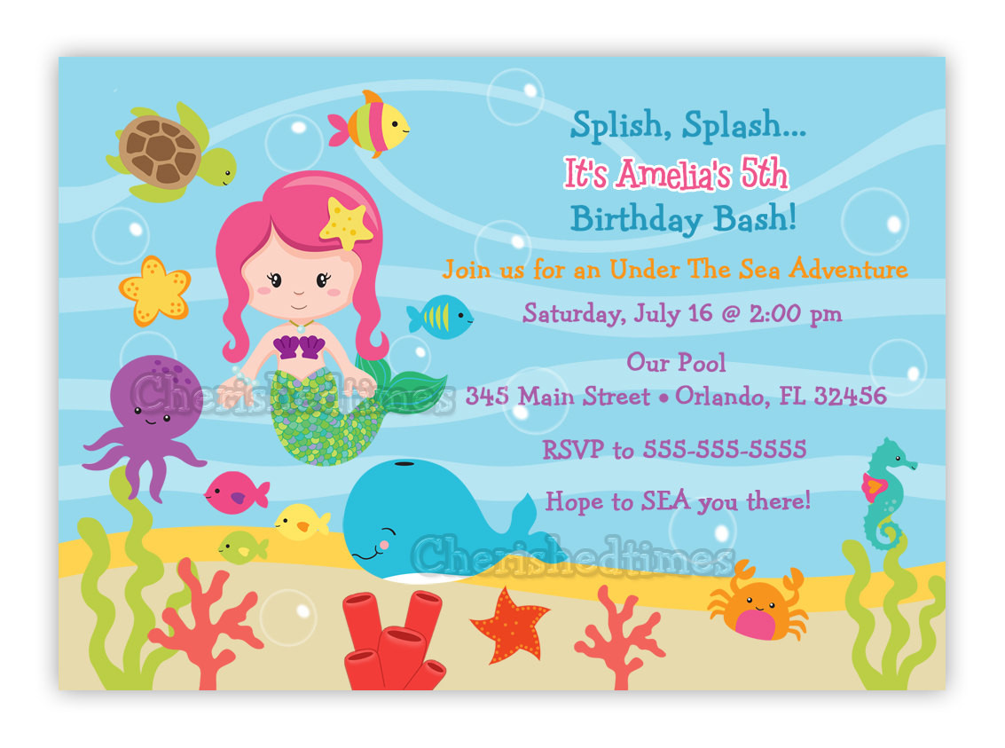 Ocean Birthday Invitations
 Under the Sea Birthday Invitations Wording
