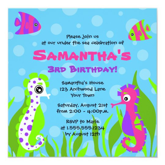 Ocean Birthday Invitations
 Under the Sea Ocean Themed Kids Birthday Party Invitation