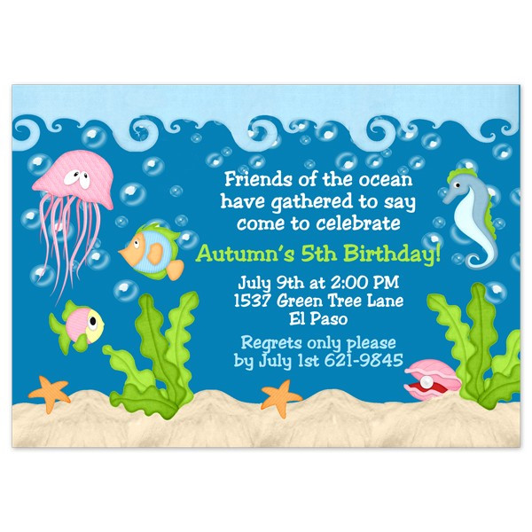 Ocean Birthday Invitations
 Under the Sea Birthday Invitations Wording
