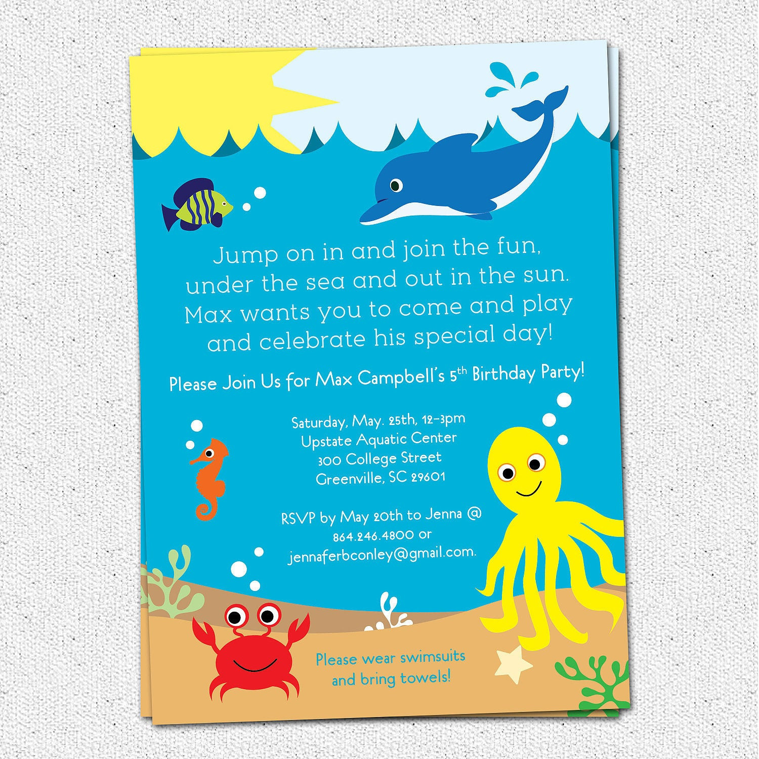 Ocean Birthday Invitations
 Under the Sea Birthday Party Invitation Printable Boy or