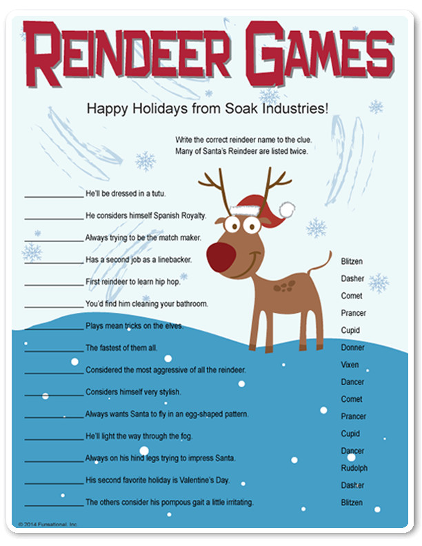 Office Holiday Party Game Ideas
 Printable Reindeer Games they re like fun riddles who