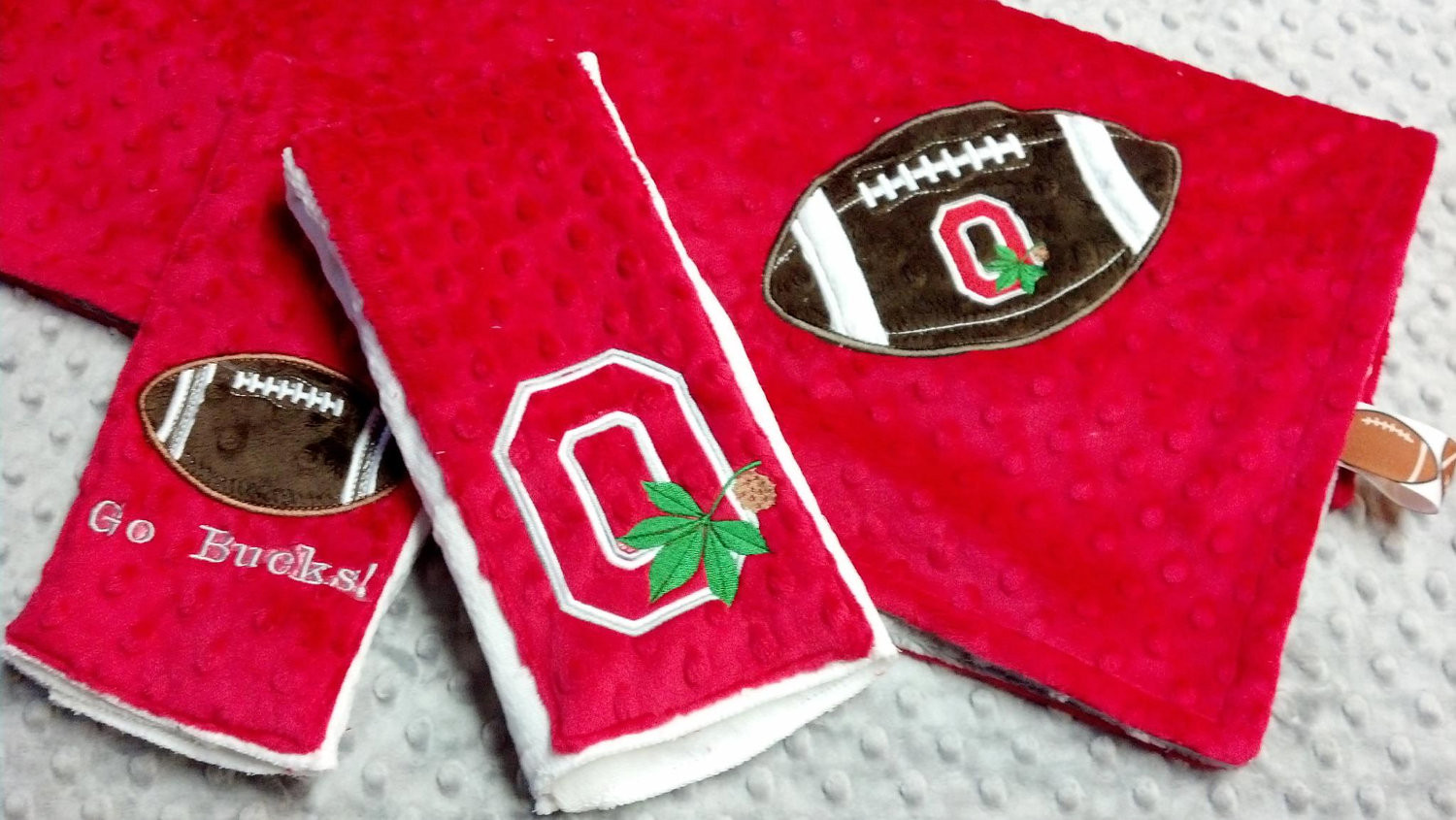 Ohio State Baby Gift
 Personalized Ohio State and Minky Baby Blanket Gift Set with