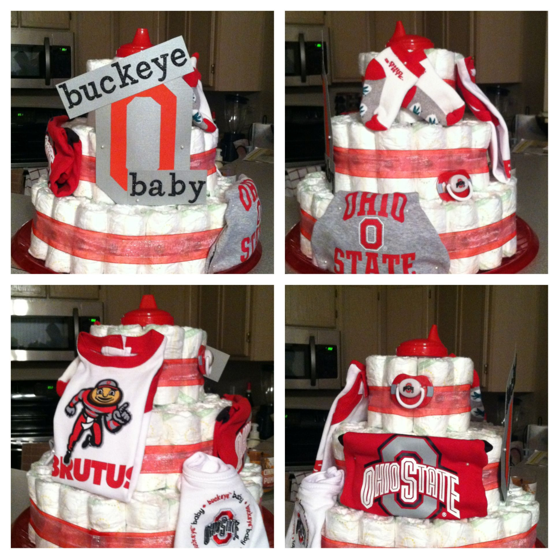 Ohio State Baby Gift
 Ohio State Buckeye Baby diaper cake Love how cute it