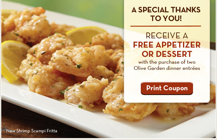 Olive Garden Free Appetizer Coupon
 Coupon Clipperistas FREE Appetizer or Dessert Olive Garden
