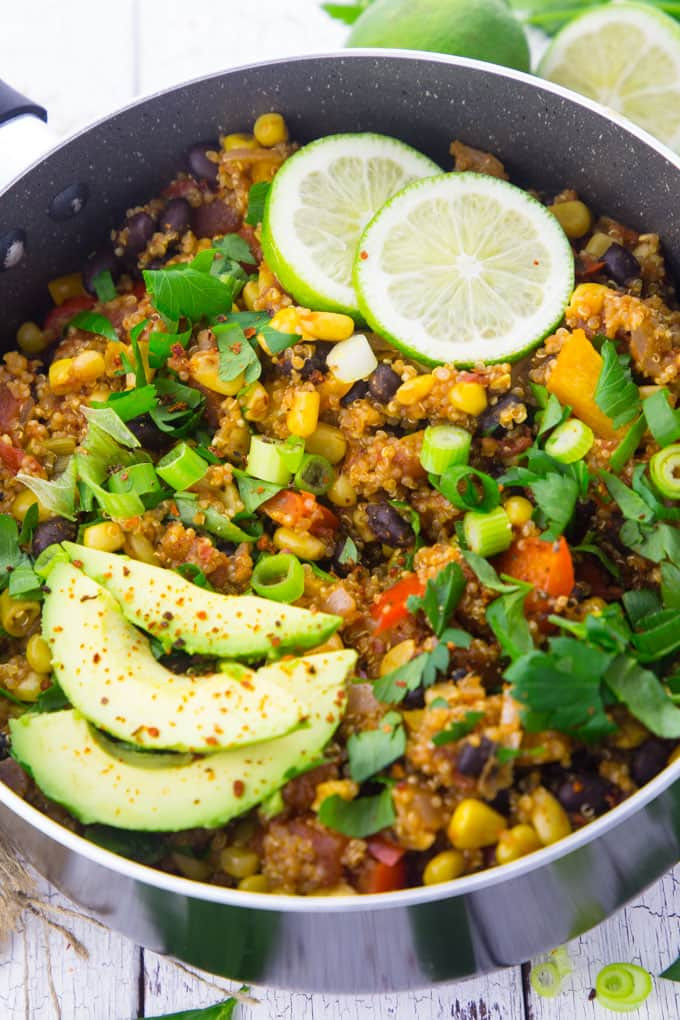 One Pan Mexican Quinoa
 e Pan Mexican Quinoa Vegan Heaven