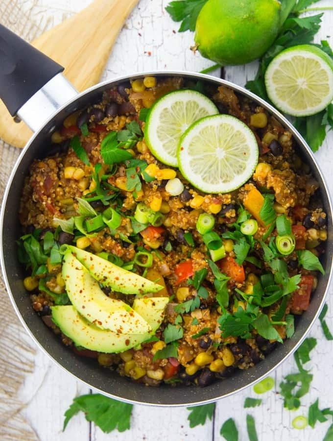 One Pan Mexican Quinoa
 e Pan Mexican Quinoa Vegan Heaven