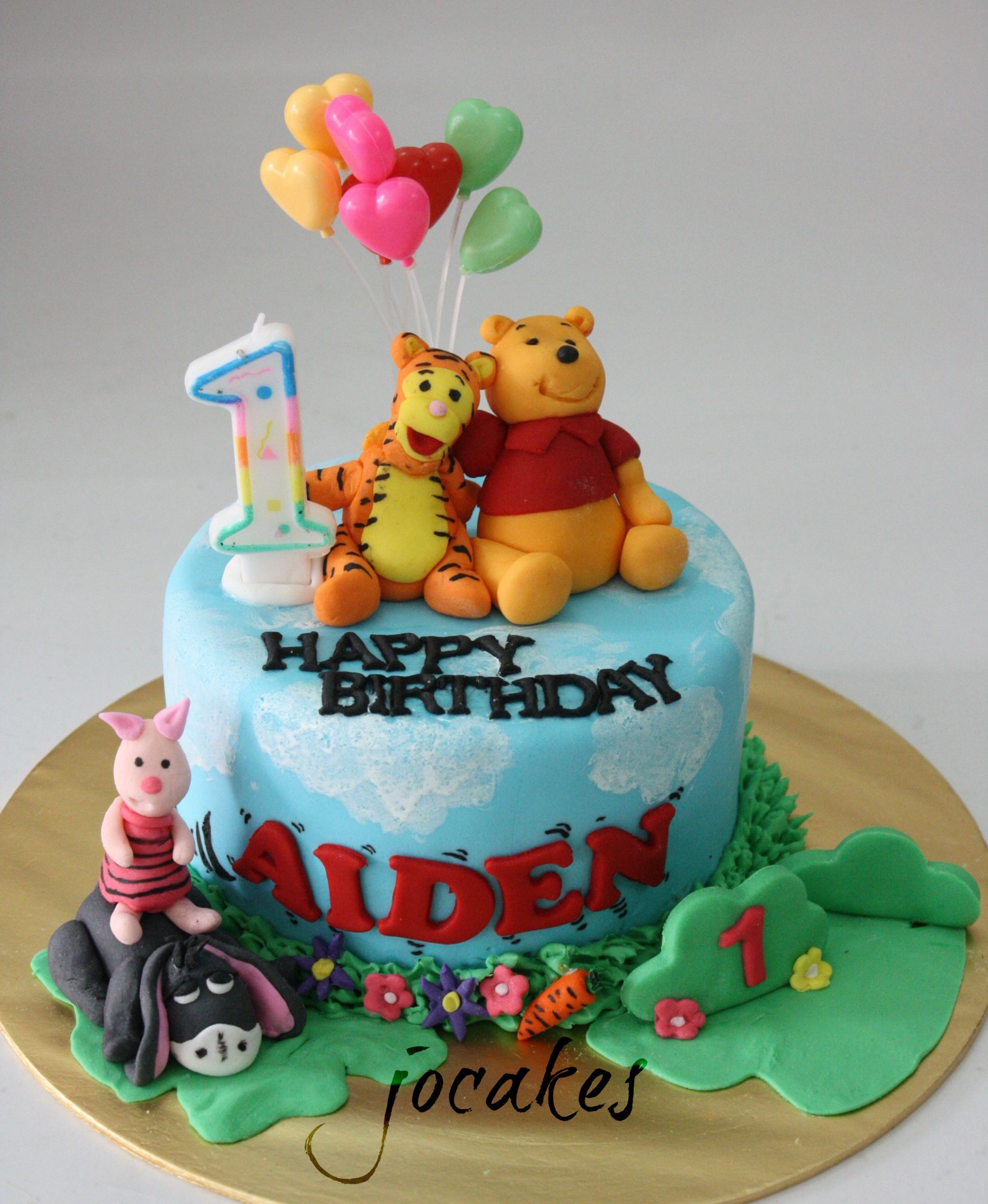 One Year Birthday Cake
 Winnie the Pooh and friends cake for 1 year old boy Aiden