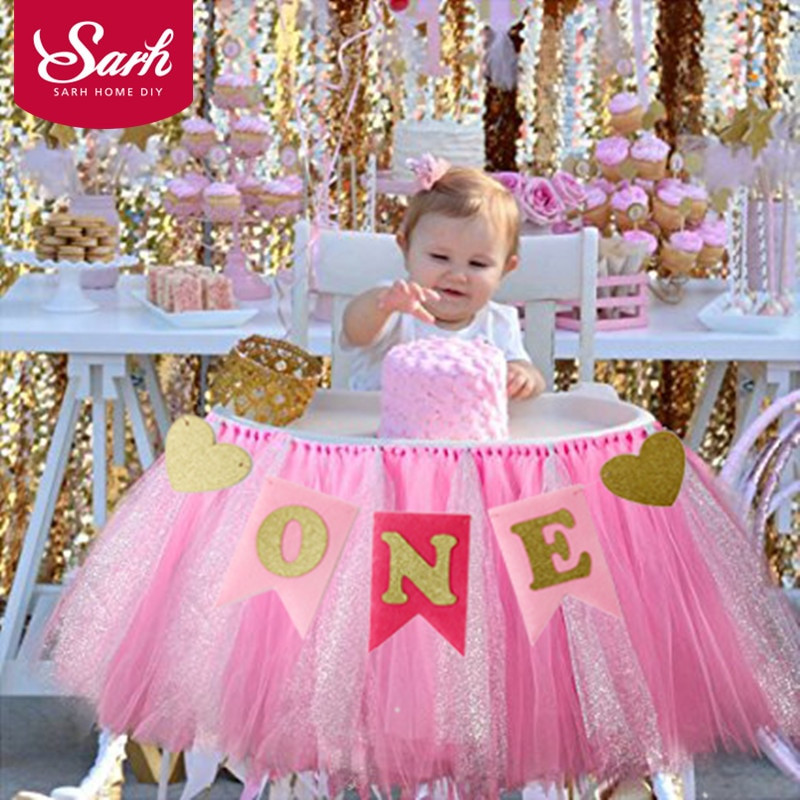 One Year Old Girl Birthday Party Ideas
 1 Set Pink Blue Golden Love Burgee e Year Old Baby Chair